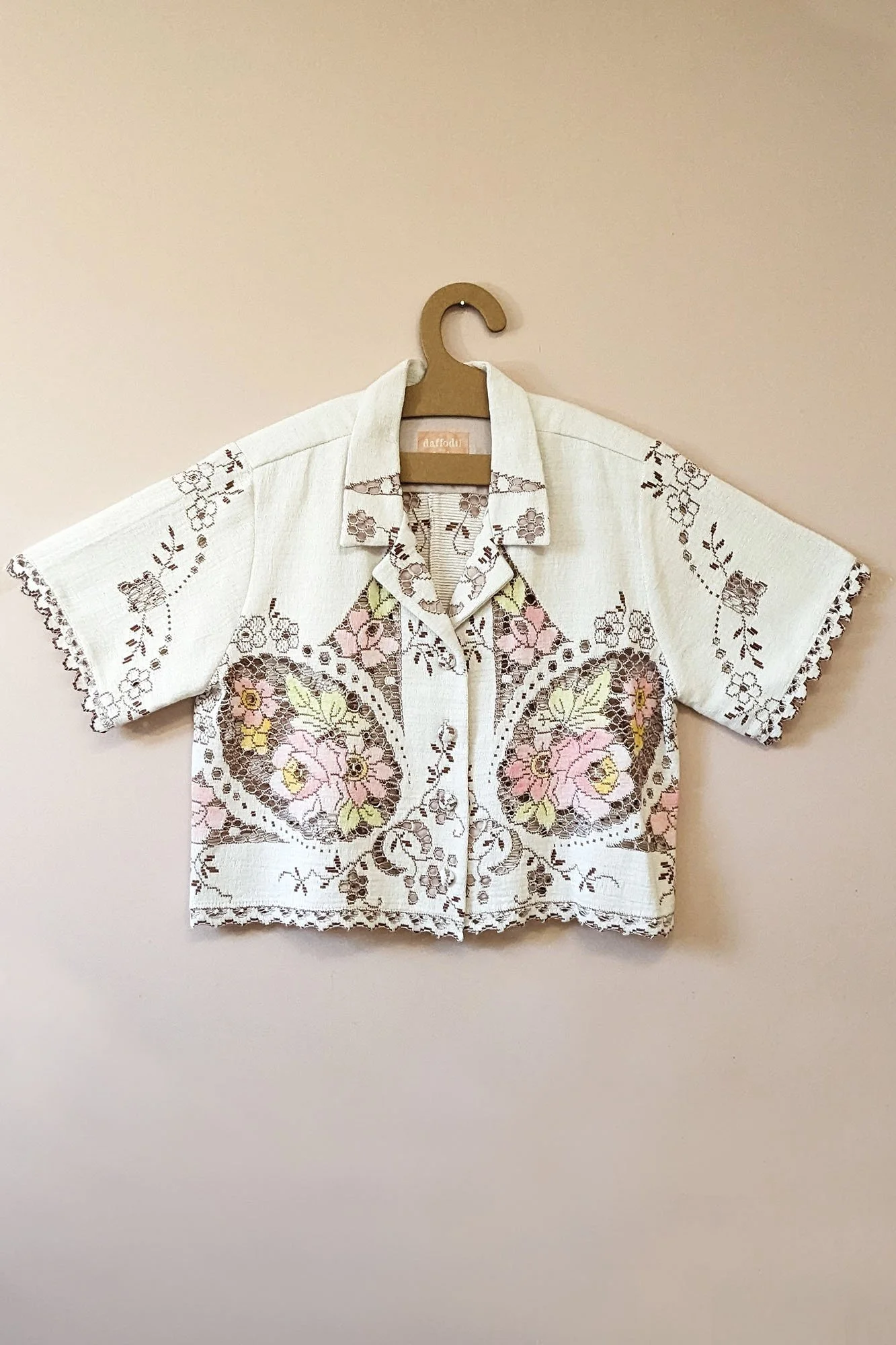 Pretty Upcycled Lace Tablecloth Shirt